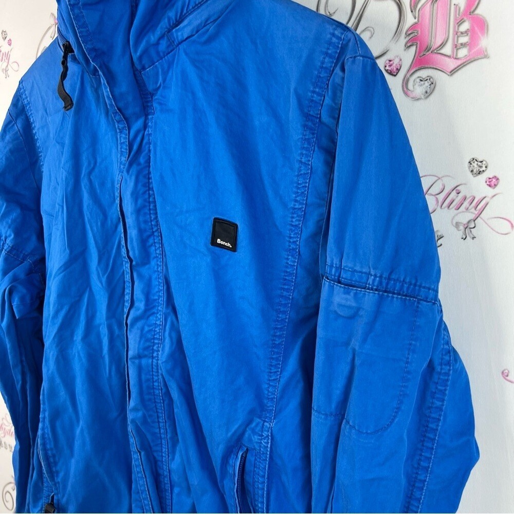 Bench jacket coat hood inside collar royal blue Vibrant Blue Jacket embroidered - Picture 4 of 13